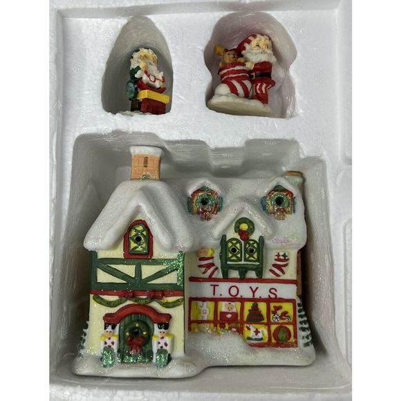 Christmas Expressions Hand Painted Ceramic Musical Village House Set Of THREE - Picture 3 of 16